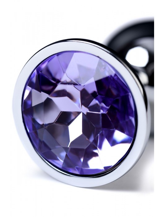 Серебристая конусовидная анальная пробка с фиолетовым кристаллом - 7 см. - ToyFa - купить с доставкой в Махачкале