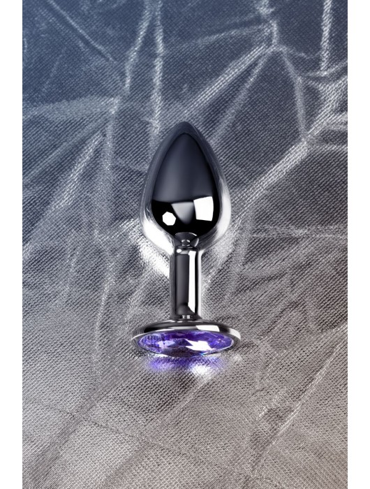 Серебристая конусовидная анальная пробка с фиолетовым кристаллом - 7 см. - ToyFa - купить с доставкой в Махачкале