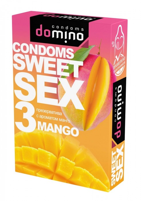 Презервативы для орального секса DOMINO Sweet Sex с ароматом манго - 3 шт. - Domino - купить с доставкой в Махачкале