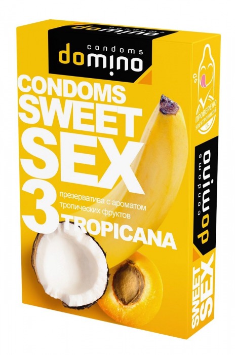 Презервативы для орального секса DOMINO Sweet Sex с ароматом тропических фруктов - 3 шт. - Domino - купить с доставкой в Махачкале