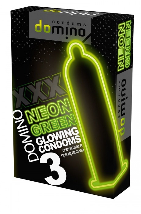 Презервативы DOMINO Neon Green со светящимся в темноте кончиком - 3 шт. - Domino - купить с доставкой в Махачкале