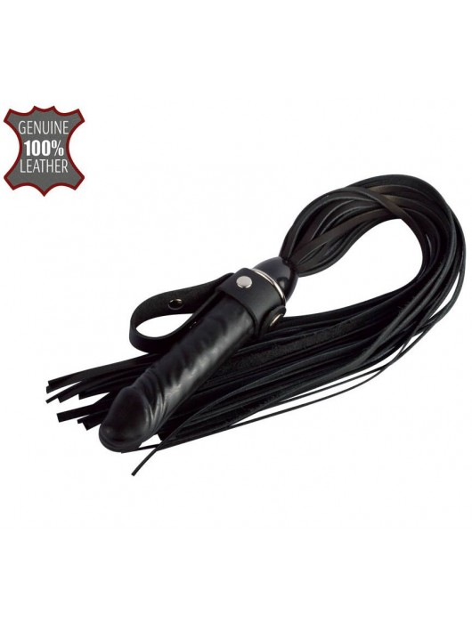 Черная плеть  Ковбой  с ручкой-фаллосом - 55 см. - Sitabella - купить с доставкой в Махачкале