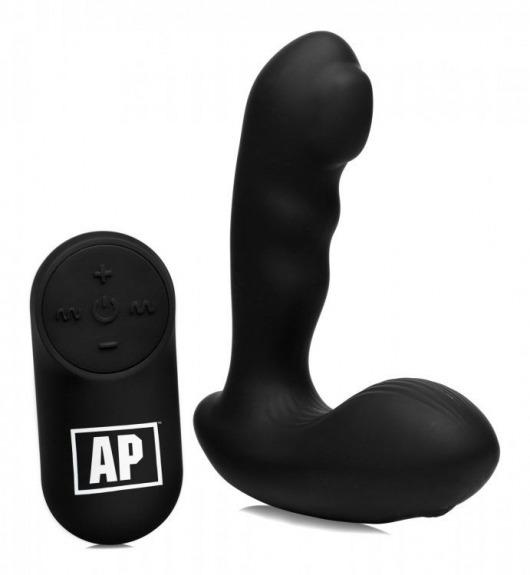 Черный стимулятор простаты Alpha-Pro 7X P-Milker Silicone Prostate Stimulator with Milking Bead - XR Brands - в Махачкале купить с доставкой