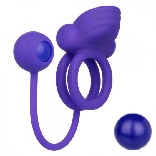 Фиолетовое эрекционное кольцо с утяжелителем Silicone Rechargeable Dual Rockin Rim Enhancer - California Exotic Novelties - в Махачкале купить с доставкой