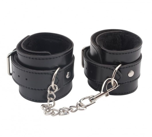 Черные оковы на ноги Obey Me Leather Ankle Cuffs - Chisa - купить с доставкой в Махачкале