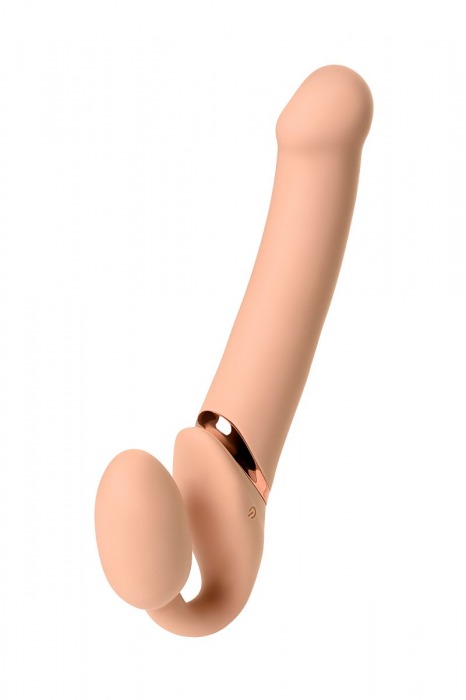 Телесный безремневой вибрострапон Vibrating Bendable Strap-On L - Strap-on-me - купить с доставкой в Махачкале