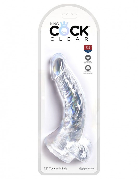 Прозрачный фаллоимитатор 7.5  Cock with Balls - 21,6 см. - Pipedream