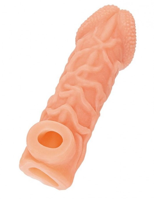 Телесная закрытая насадка с венками Cock Sleeve Size S - 13,8 см. - KOKOS - в Махачкале купить с доставкой