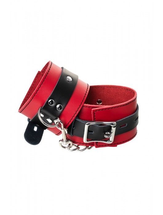 Красно-черные оковы на ноги из кожи - ToyFa - купить с доставкой в Махачкале