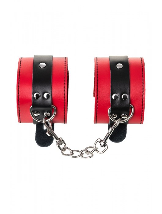 Красно-черные оковы на ноги из кожи - ToyFa - купить с доставкой в Махачкале