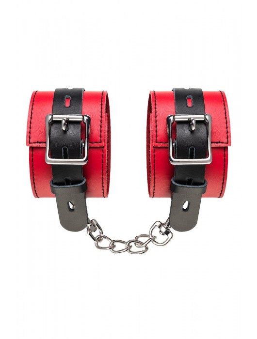 Красно-черные оковы на ноги из кожи - ToyFa - купить с доставкой в Махачкале