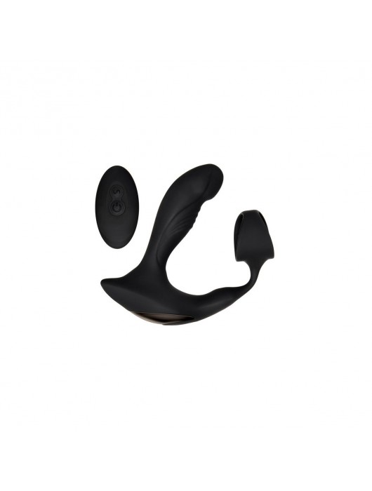 Черный вибромассажер простаты с эрекционным кольцом Strapped   Tapped - Zero Tolerance - в Махачкале купить с доставкой