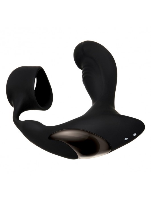 Черный вибромассажер простаты с эрекционным кольцом Strapped   Tapped - Zero Tolerance - в Махачкале купить с доставкой