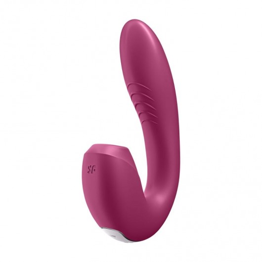 Малиновый вибратор с вакуумным стимулятором Sunray - 14,8 см. - Satisfyer