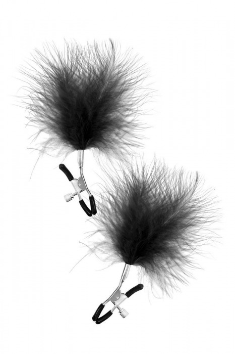 Зажимы на соски с черными пуховыми кисточками Sweet Caress Feather Nipple Clumps - Sweet Caress - купить с доставкой в Махачкале