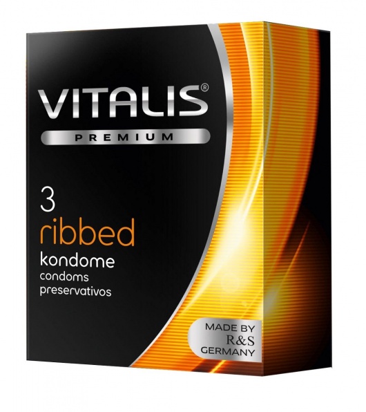 Ребристые презервативы VITALIS PREMIUM ribbed - 3 шт. - Vitalis - купить с доставкой в Махачкале