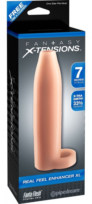 Телесная насадка Real Feel Enhancer XL - 17 см. - Pipedream - в Махачкале купить с доставкой