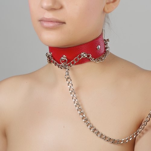 Красный ошейник из натуральной кожи - Sitabella - купить с доставкой в Махачкале