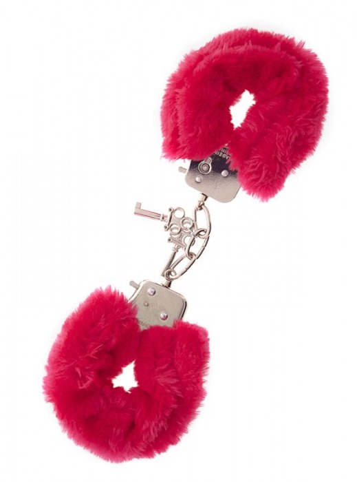 Металлические наручники с красной меховой опушкой METAL HANDCUFF WITH PLUSH RED - Dream Toys - купить с доставкой в Махачкале