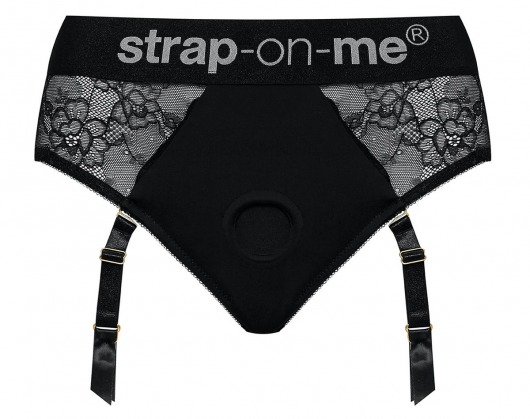 Черные трусики для насадок Diva Lingerie Harness - size M - Strap-on-me - купить с доставкой в Махачкале