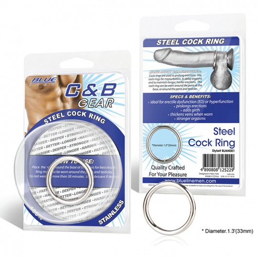 Стальное эрекционное кольцо STEEL COCK RING - 3.5 см. - BlueLine - в Махачкале купить с доставкой