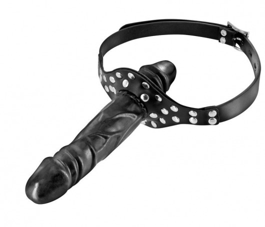 Черный кляп-фаллоимитатор Double Penis Gag - Fetish Tentation - купить с доставкой в Махачкале