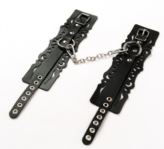 Узорчатые кожаные оковы с регулируемыми ремешками - Crazy Handmade - купить с доставкой в Махачкале