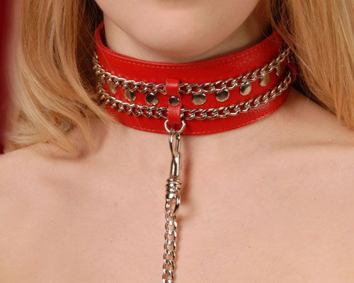 Красный ошейник с цепочками - Sitabella - купить с доставкой в Махачкале