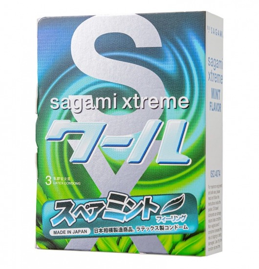 Презервативы Sagami Xtreme Mint с ароматом мяты - 3 шт. - Sagami - купить с доставкой в Махачкале