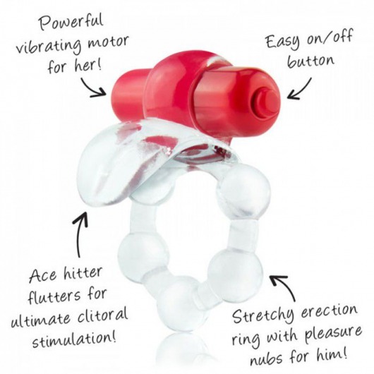 Виброкольцо с язычком и красным виброэлементом Overtime - Screaming O - в Махачкале купить с доставкой
