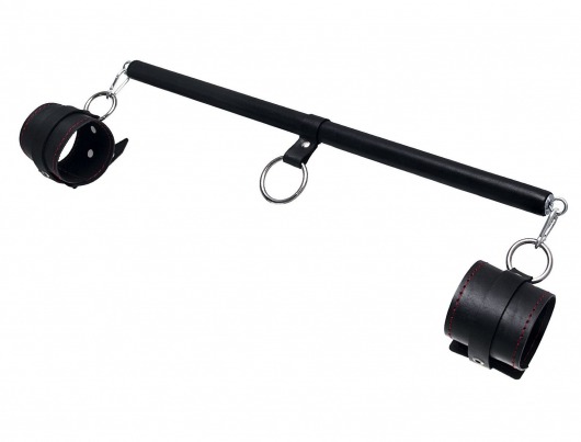 Черная распорка для ног с кожаными манжетами - Pecado - купить с доставкой в Махачкале