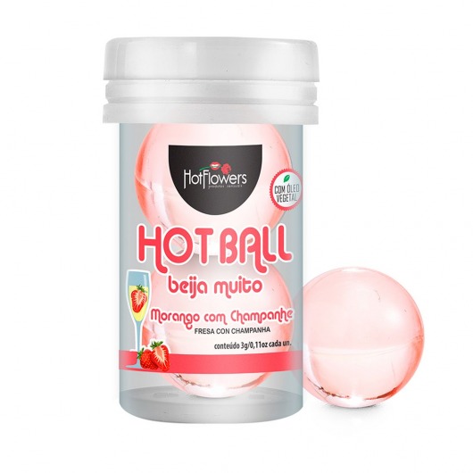 Лубрикант на масляной основе Hot Ball Beija Muito с ароматом клубники и шампанского (2 шарика по 3 гр.) - HotFlowers - купить с доставкой в Махачкале