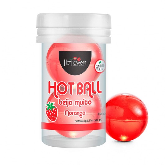 Лубрикант на масляной основе Hot Ball Beija Muito с ароматом клубники (2 шарика по 3 гр.) - HotFlowers - купить с доставкой в Махачкале