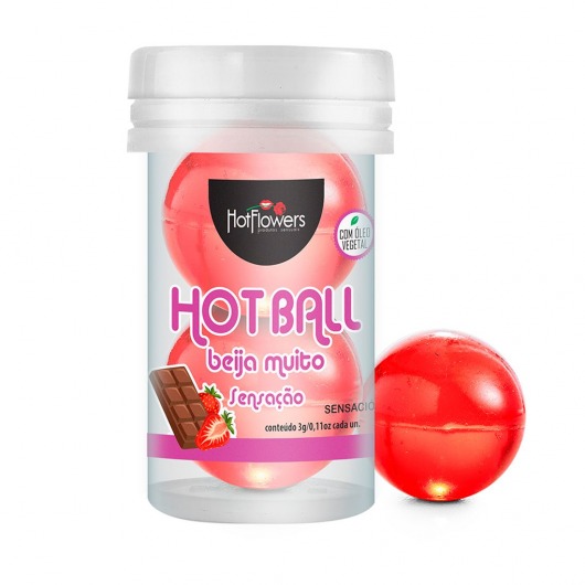 Лубрикант на масляной основе Hot Ball Beija Muito с ароматом шоколада и клубники (2 шарика по 3 гр.) - HotFlowers - купить с доставкой в Махачкале