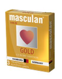 Презервативы Masculan Ultra Gold с золотым напылением и ароматом ванили - 3 шт. - Masculan - купить с доставкой в Махачкале