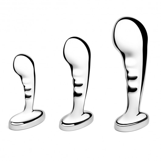 Набор из 3 стальных стимуляторов простаты Stainless Steel P-spot Training Set - b-Vibe - в Махачкале купить с доставкой