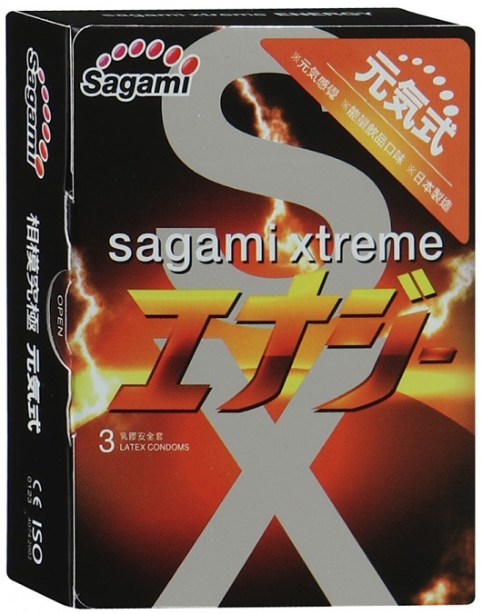 Презервативы Sagami Xtreme ENERGY с ароматом энергетика - 3 шт. - Sagami - купить с доставкой в Махачкале
