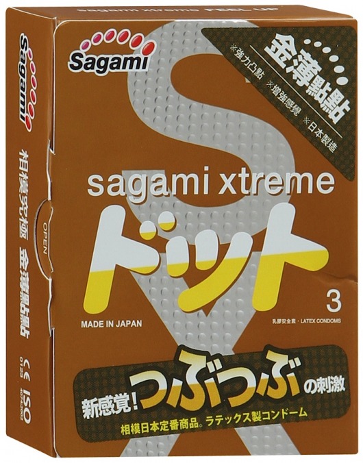 Презервативы Sagami Xtreme FEEL UP с точечной текстурой и линиями прилегания - 3 шт. - Sagami - купить с доставкой в Махачкале