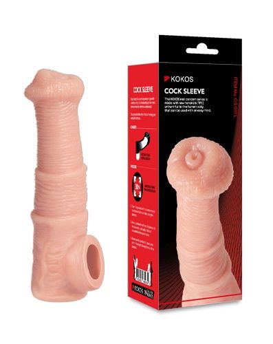 Телесная фантазийная насадка на член Cock Sleeve Size M - KOKOS - в Махачкале купить с доставкой