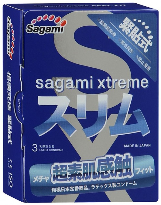 Розовые презервативы Sagami Xtreme FEEL FIT 3D - 3 шт. - Sagami - купить с доставкой в Махачкале