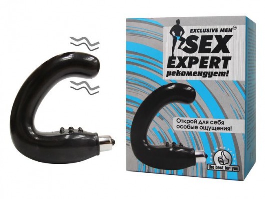 Чёрный массажёр простаты серии Sex Expert - Sex Expert - в Махачкале купить с доставкой