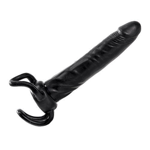 Чёрная насадка-фаллос для двойного проникновения INFLATABLE DILDO SLIM DONG  - 13,5 см. - Toyz4lovers - в Махачкале купить с доставкой
