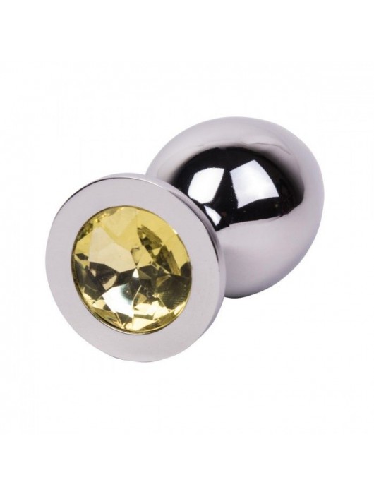 Большой стальной плаг с желтым кристаллом Sweet Lemon - 9,5 см. - Erotic Fantasy - купить с доставкой в Махачкале