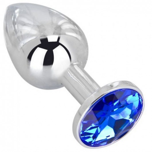 Анальное украшение BUTT PLUG  Small с синим кристаллом - 7 см. - Anal Jewelry Plug - купить с доставкой в Махачкале