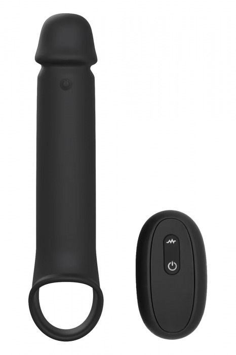 Черная насадка-удлинитель с вибрацией Vibrating Extender With Remote - Dream Toys - в Махачкале купить с доставкой