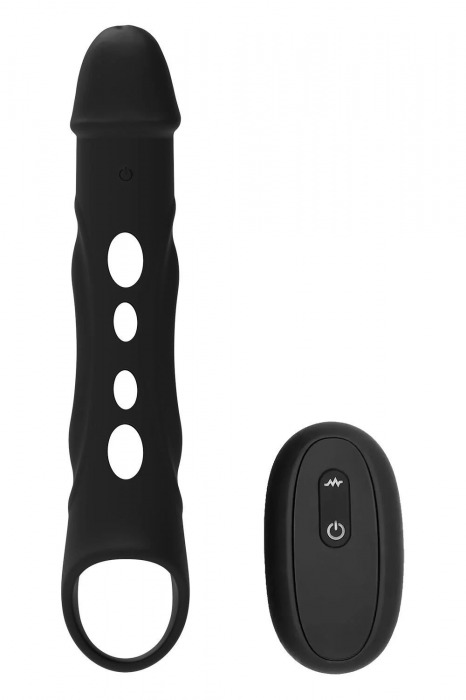 Черная насадка-удлинитель Vibrating Extender With Remote с вибрацией - Dream Toys - в Махачкале купить с доставкой