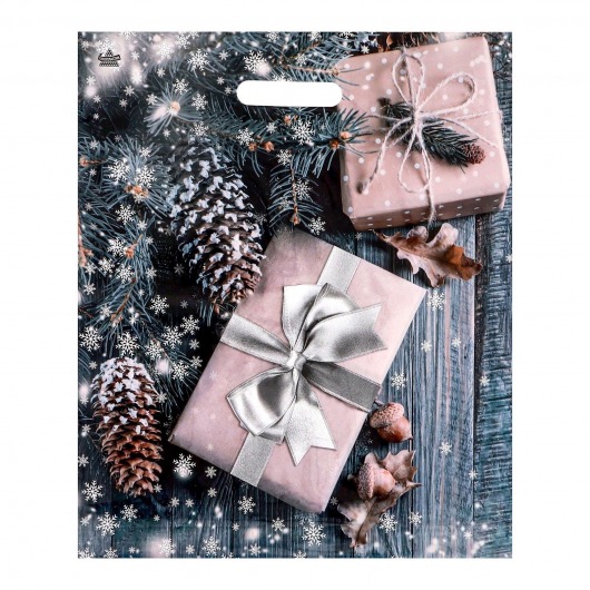 Новогодний пакет с принтом в виде подарков и вырубной ручкой (45х38 см) - Сима-Ленд - купить с доставкой в Махачкале