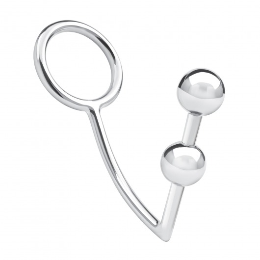 Кольцо на пенис с анальным стимулятором Two Bead Stainless Steel Anal Hook   Cock Ring - BlueLine - в Махачкале купить с доставкой