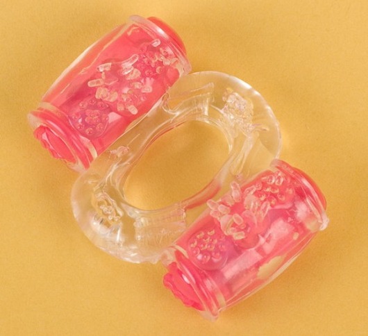 Прозрачное виброкольцо с двумя вибропульками - Toyfa Basic - в Махачкале купить с доставкой