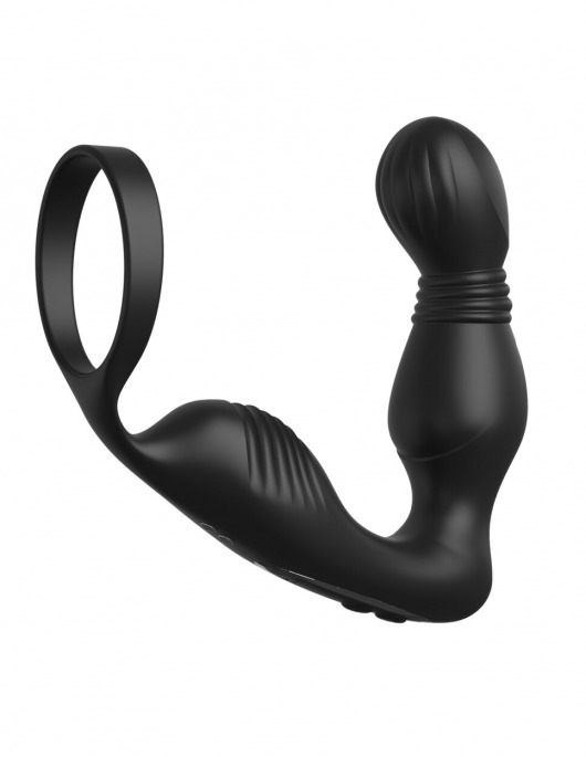 Черный вибростимулятор простаты с эрекционным кольцом Ass-Gasm Pro P-Spot Milker - Pipedream - в Махачкале купить с доставкой
